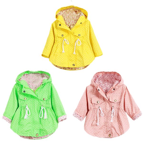 

детская верхняя одежда толстовки хлопок полный рукав пальто весна осень дети мягкие удобные дышащие капюшоном горошек куртка девушка, Blue;gray