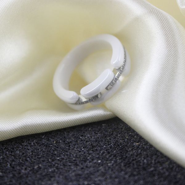 

white ceramics ring for women men diamond rings band jewelry for party, Silver