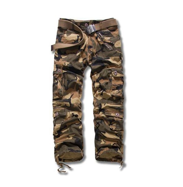 

spring mens camouflage cargo pants big pockets zipper fly boys streetwears solid loose male relaxed pants, Black