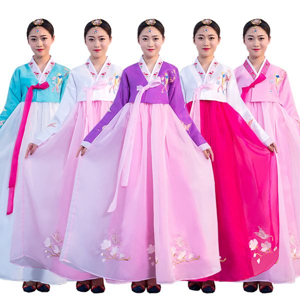 

traditional korean hanbok dress female national costume short sleeve oriantal costume hanbok ancient cosplay clothing, Red