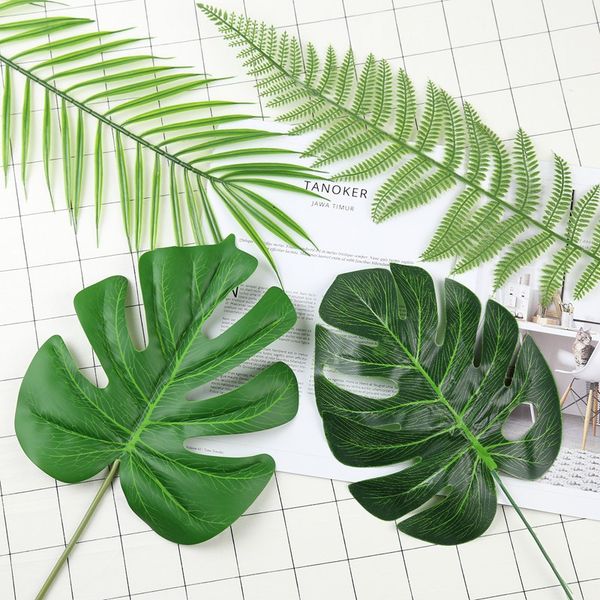 

тропические большие пальмовые листья diy водонепроницаемый искусственный лист салфетки и стол бегунов для гавайских луау украшения партии