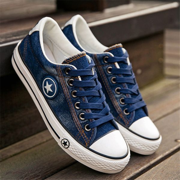 

2019 fashion women's casual denim sneakers shoes female autumn canvas sneakers lace up ladies basket femme stars tenis feminino, Black
