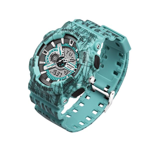 

fashion luxury colorful double display cold light electronic sport waterproof mens watch reloj deportivo hombre a1, Slivery;brown