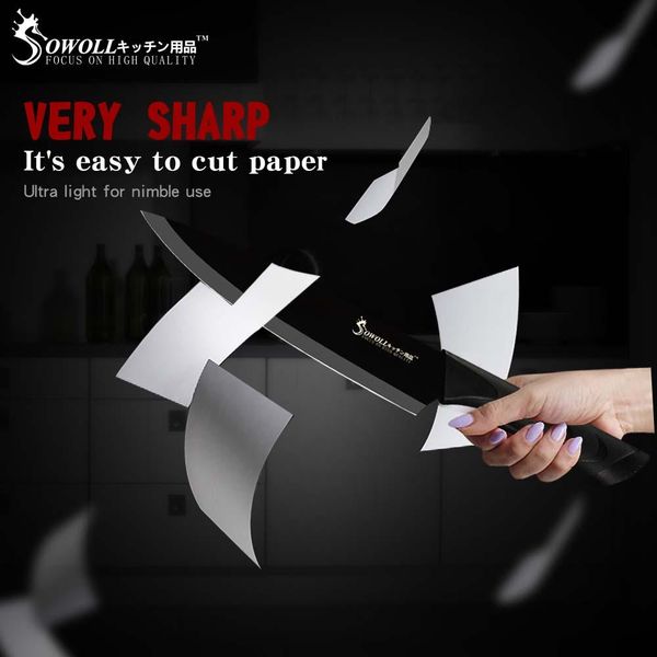 

кухонные ножи аксессуары инструмент черное лезвие нож из нержавеющей стали 6 шт. 3 .5 \"5 \"7 \"8 \"8 \"8 \"дюймовый нож из нержавеющей стал