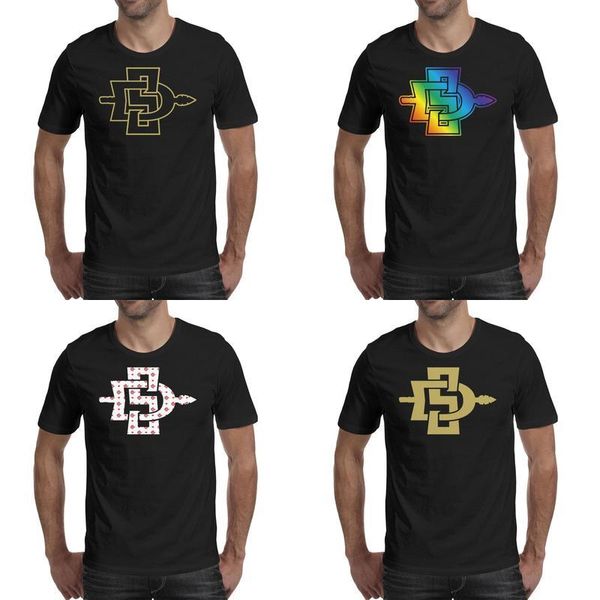 

мужская печать сан диего штат ацтеки баскетбол золотой логотип черная футболка забавный облегающий футболки друзья колледж сердце радужная г, White;black