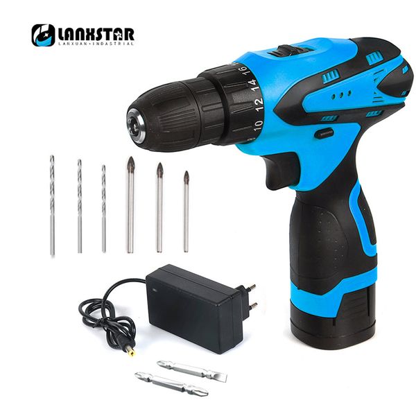 

lanxstar cordless electric drill two-speed rechargeable lithium battery electric screwdriver with bits 16.8v multifunction drill