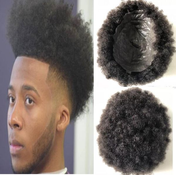 2020 African American Toupee Full Thin Skin Black Hair Malaysian