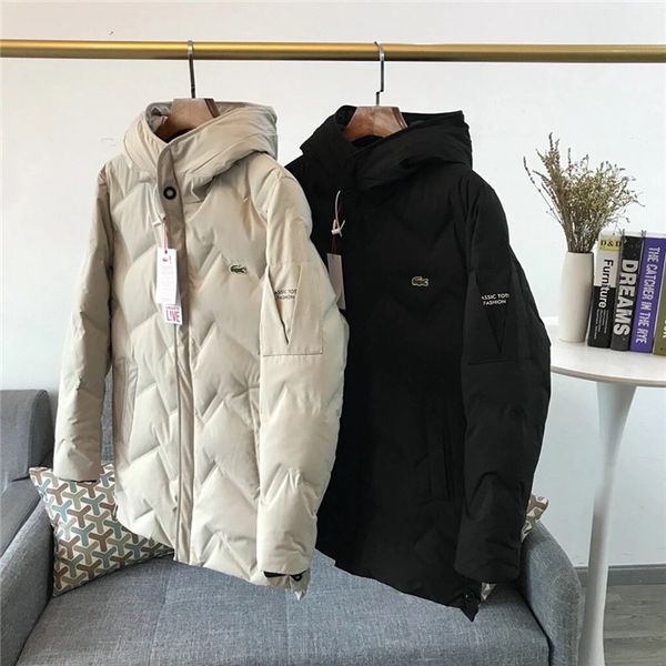 

19fw new lcst crocodiles embroiderd middle long 90% wdd down winterbreaker coat men women outdoor streetwear sweatshirt jackets, Gray;blue