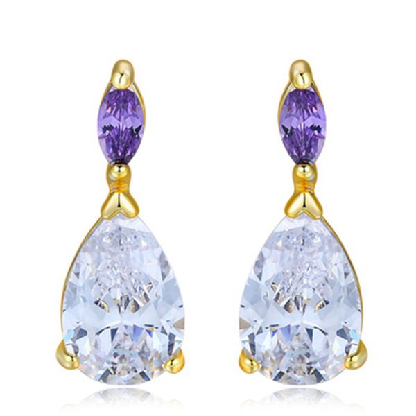 

pissenlit diamond drop earrings purple rhinestone earrings women jewelry 2019 new fashion grace summer jewelry gifts for girls, Golden;silver