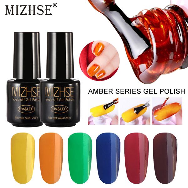 

mizhse 7ml translucent amber coloured glaze gel nail enamel colors nail art manicure decoration creative glass gel polish diy, Red;pink