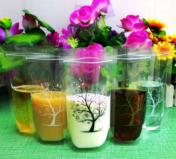 

wholesale 450ml zip lock drink coffeepackaging bag plastic drink packaging bag beverage resealable 400pcs/lot ing