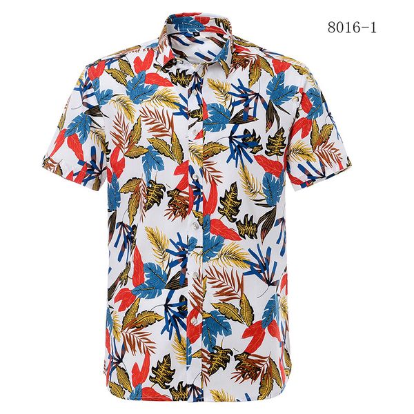 

summer casual mens hawaiian dress shirt loose printed short sleeve big us size pure cotton hawaii flower men beach floral shirts, White;black