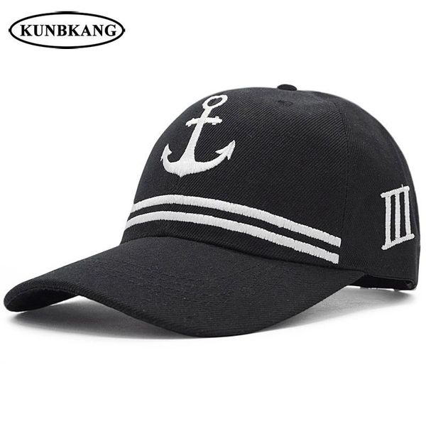 

new men anchor baseball cap embroidery snapback dad hat black adjustable male cotton summer casual snapback trucker cap gorras, White