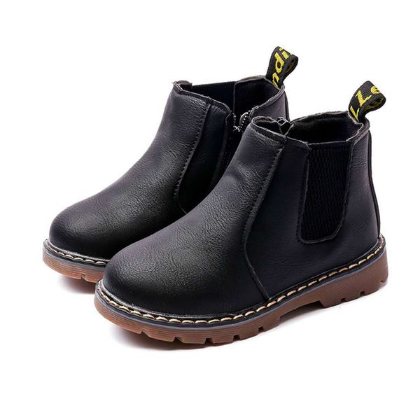 

2020 new children leather boots boys casual martin boots girls retro fashion shoes babay soft fashion shoes kids, Black;grey