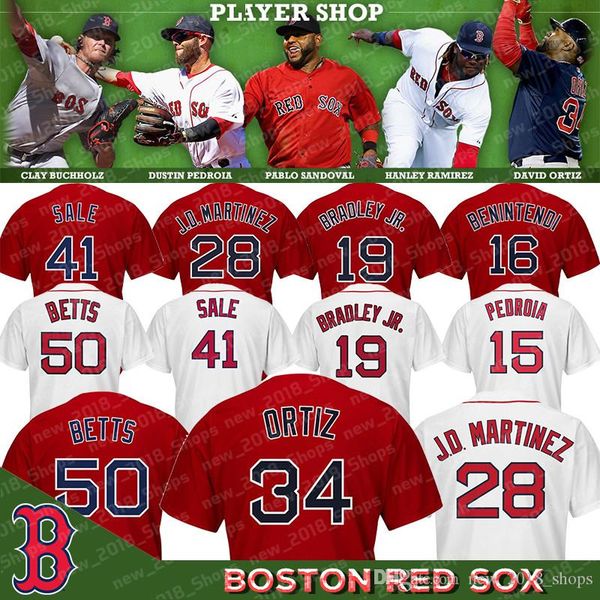 

RED SOX 16 Andrew Benintendi jersey 50 Mookie Betts 19 Jackie Bradley Jr.jersey 28 JD Martinez 9 Ted Williams retro boston 41 Chris Sale