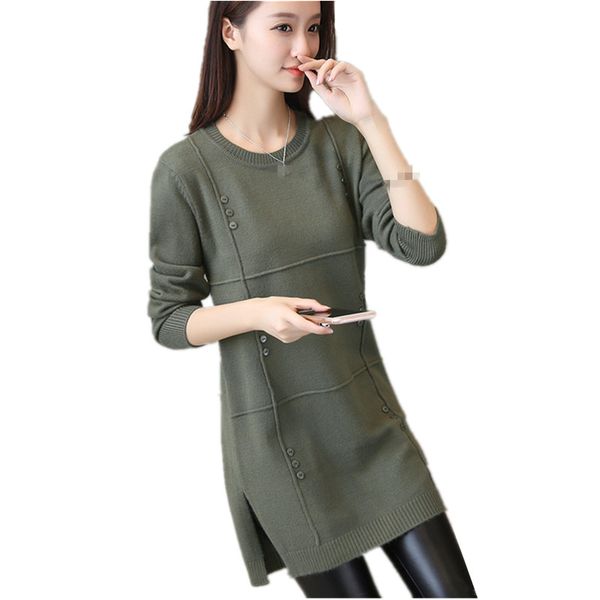 

b3809 autumn winter 2019 new fashion women's wear pullover sweater loose knit long sleeve coat wholesale, White;black