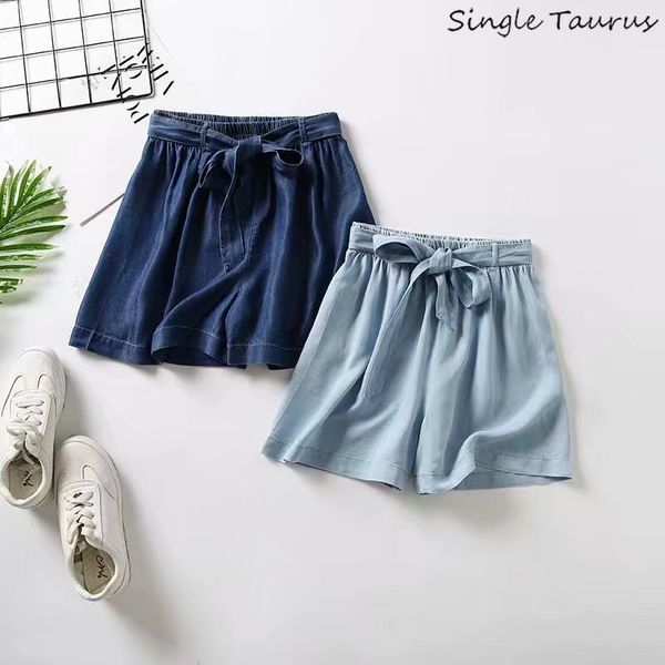 

artistic elegance rayon tencel shorts women elastic waist bow straight spodenki damskie cool breathable summer pantalones cortos, White;black