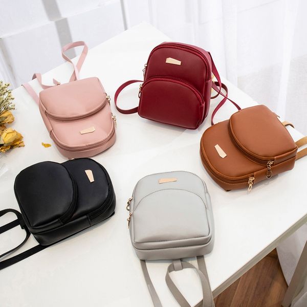 

new women fashion pu leather small backpack girls students cute rucksack handbag crossbody shoulder bag two way