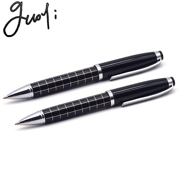 

guoyi b021 black plaid ballpoint pen business gift simple style 0.7mm nib metal rotating pen student stationery meeting signing, Blue;orange