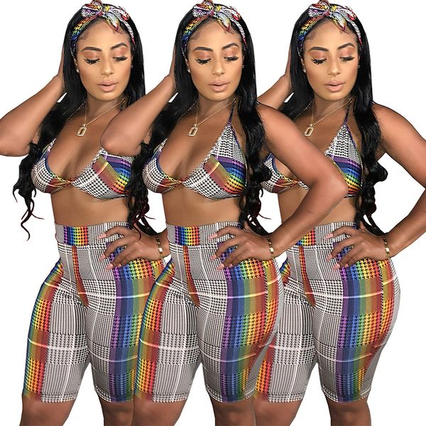 

plover случай радуги полосатый костюм из двух частей ночного клуба принять сексуальный бюстгальтер топ горячие шорты пляж костюм nb-1195, Gray