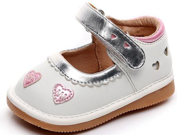 

little girls squeaky shoes squeakers 1-3 years kids handmade love hearts shoes spring autumn nina sapatos fun baby silver, Black;grey