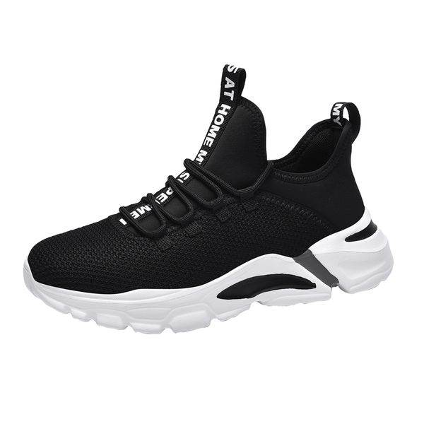 

men breathable sneakers mesh upper lace up ultra light trainer with non slip sole for running and training 45 eu black and white