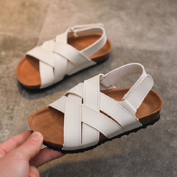 

summer baby boy shoes kids beach sandals for boys soft leather bottom non-slip weave safty shoes children girls, Black;red