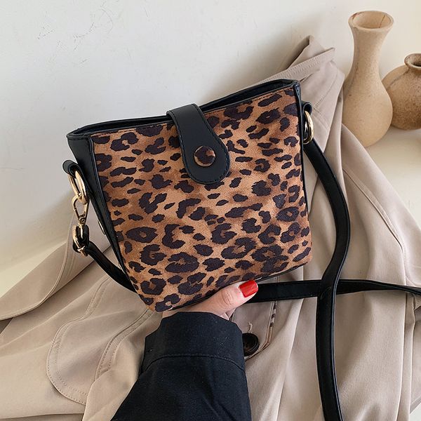 

leopard pu leather bucket bags for women 2019 designer crossbody shoulder messenger bag lady travel handbags
