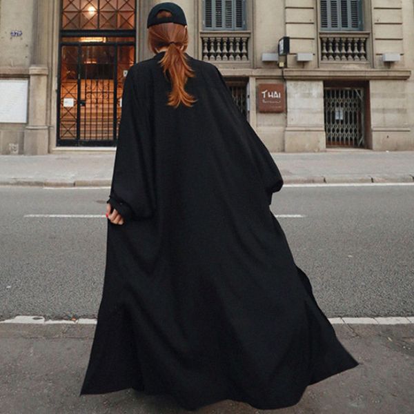 

lanmrem turn-down collar 2020 new black cardigan single breasted linen and cotton floor length big size windbreaker wl91201xl, Tan;black