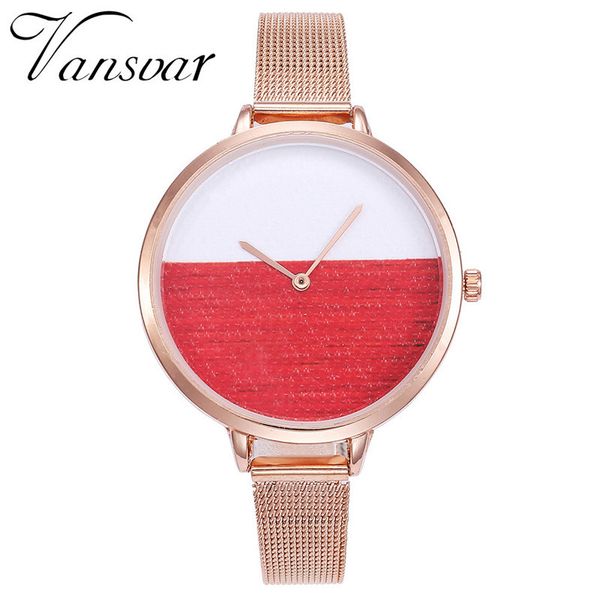 

simple stylish women watch stitching color mesh belt bracelet watch quartz wrist watches ladies dress clock gift montre femme #w, Slivery;brown