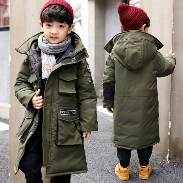 

мальчики 4-12 y с длинным рукавом с капюшоном мода x-длинное пальто повседневный большой карманы коттен сгущаться теплая зима осень открытый, Blue;gray