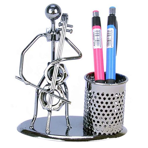 

office home decor handmade crafts iron metal cello musician model pen holder