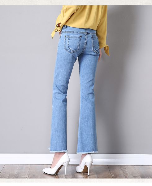 

light blue the new bell bottoms joker burrs bootleg cowboy pants high waist and buttock elastic panty