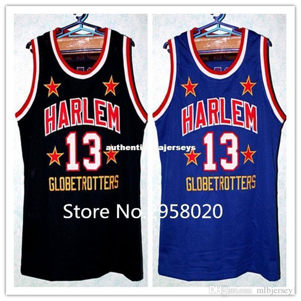 

custom #13 wilt chamberlain harlem globetrotters basketball jersey black blue embroidery stitched custom any number and name jerseys