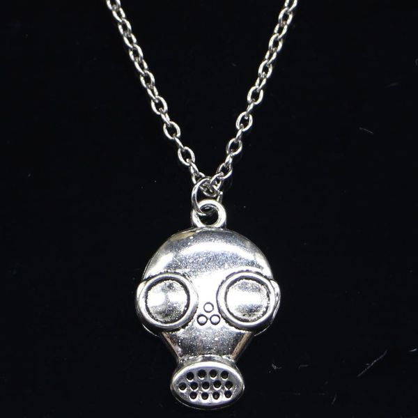 

20pcs new fashion necklace 28x19mm gas mask steampunk silver pendants short long women men colar gift jewelry choker