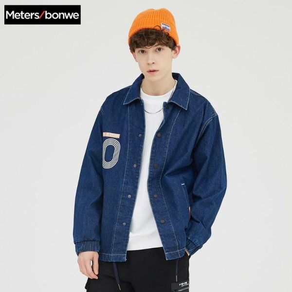 

metersbonwe denim jacket 2020 new spring autumn men's retro casual denim jacket lapel long sleeve bomber, Black;brown