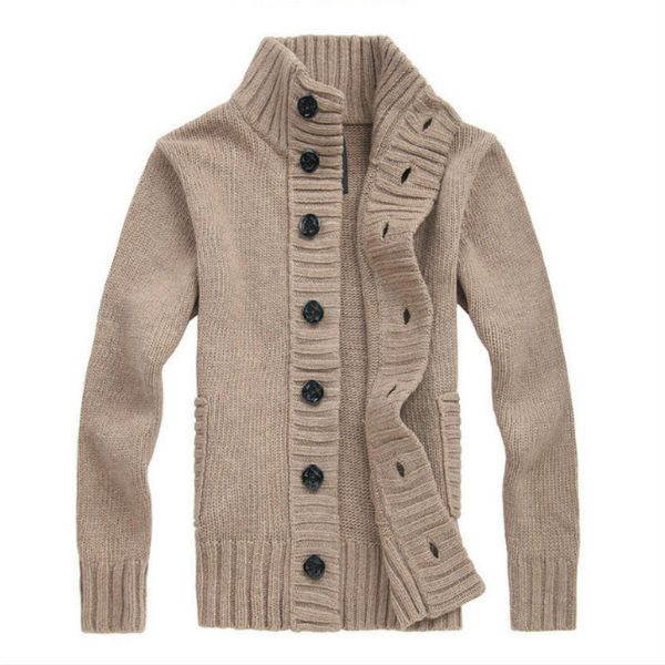 

winter men's casual sweater coat turtleneck thick gray knitted cardigan wool long sleeve warm tide pirate buckle classic jacket, White;black