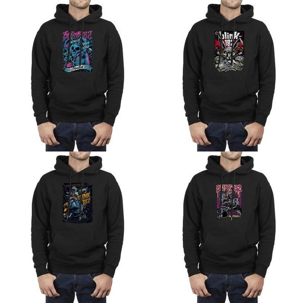 

men design printing blink 182 punk rock radio skull rabbit black fleece hoodies cool friends sweater hoodie punk winstar casino robot of