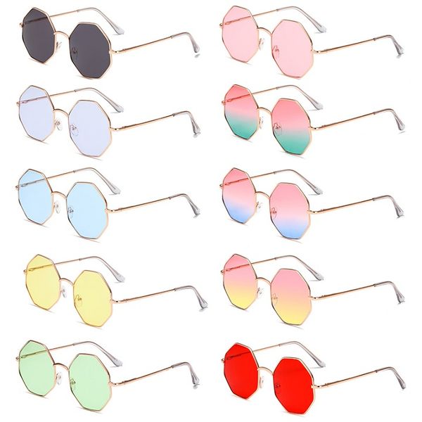 

octagon sunglasses low price promotion metal sun glasses polygon eyeglasses gradient lens uv400 for women, White;black