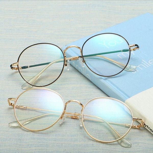 

2020 retro glasses literature and art retro flat mirror round glasses frame craft mirror legs frame student sunglasses, White;black