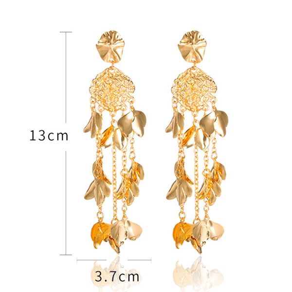 

fashion long tassel leaves pendant dangle drop earring statement irregular charms ear ornament for jewelry women gift, Silver