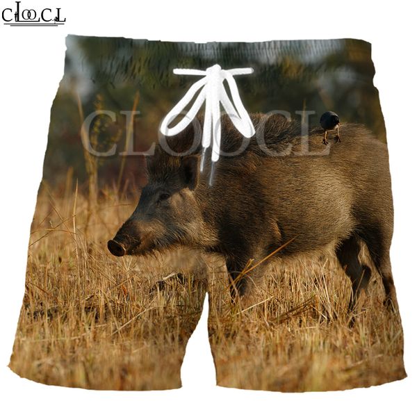 

cloocl new wild animal wild boar beach shorts 3d print fashion men sports harajuku casual pet pig fitness pants summer, White;black