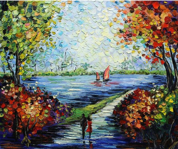 

svyatoslav sher shyrochuk riverside date home decor handpainted & hd print oil painting on canvas wall art canvas pictures 191216