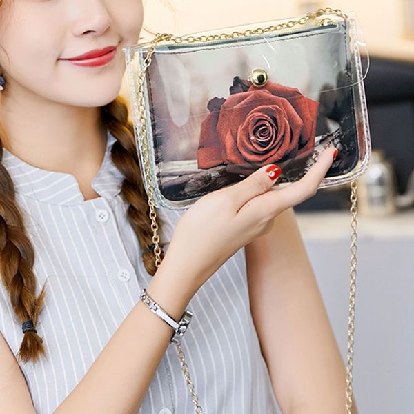 

цветочные печати женщина цепь кожи сумки мини сотового мобильный телефон мешок crossbody кошелек девушка малая сумка сумка