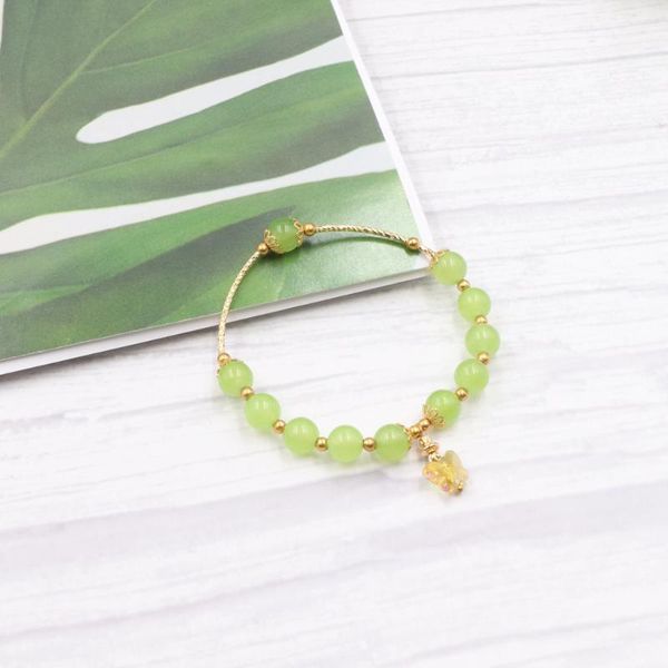 

unique handmade wrap bracelet for women crystal natural stone bracelet bangle girl wristband wrist prayer yoga jewelry 7.5" b322, Golden;silver