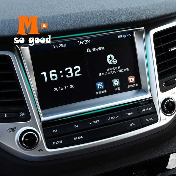 

2016 2017 2018 for tucson 3rd car control navigation frame cover trim auto interior abs matte/carbon fibre accessories