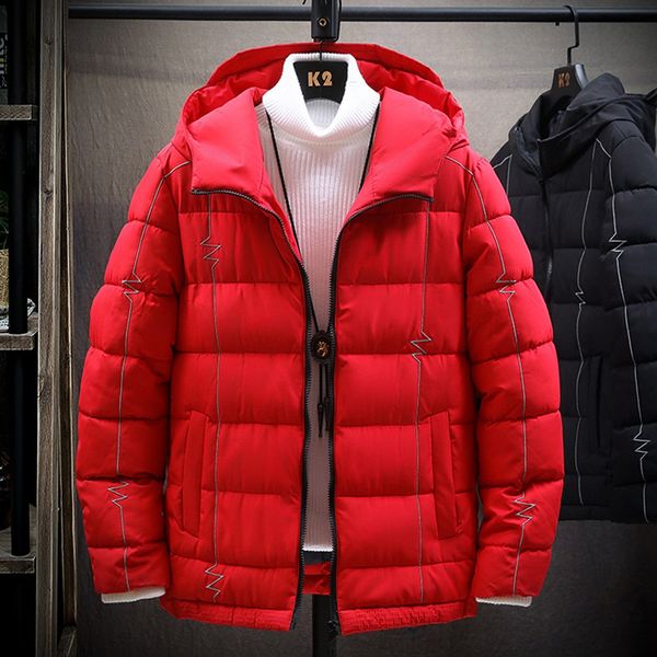 

men winter jacket windproof cotton coat men new style coat solid color thickened outdoor manteau homme hiver gh4, Black