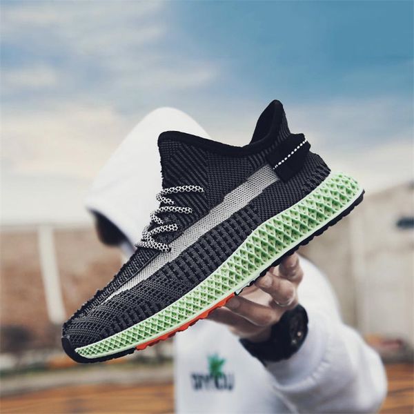 

2019 new men's casual shoes fish pattern knit sneakers comfortable ultra light walking shoes outdoor breathable tennis men, Black