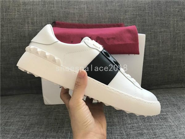 

2018 band lady comfort casual dress shoe sport sneaker mens casual leather shoes designer womens leisure walking trainers lowsneakers, Black