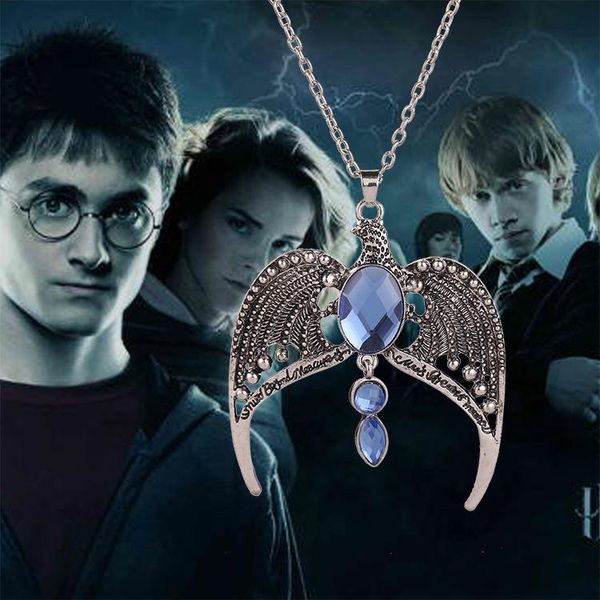 Ravenclaw kolye horcrux vintage antik gümüş kartal taç diadem kolye takı zincirleri Kolye